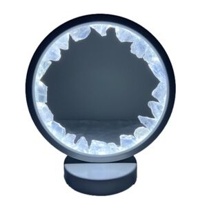 Clear Quartz Circle Rough Gemstone Lamp Cold Color Light